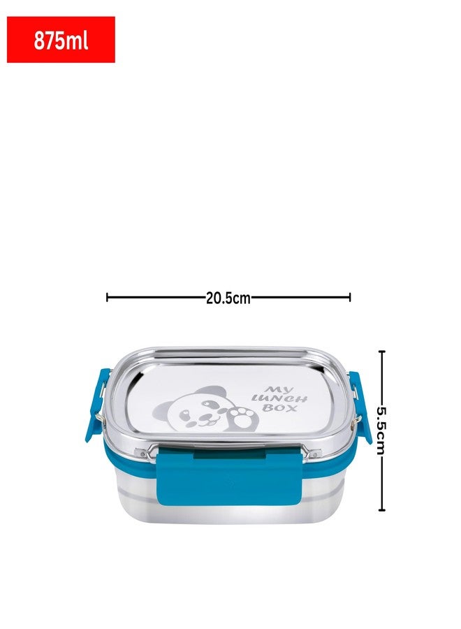 PDDFALCON Stainless Steel Recta Munchy with Panda Print with 100% Leak-Proof, BIS Certified, Jindal Seal & Made in India Lunch Box - 875ml (Recta Munchy Turkish Blue, 875ml) - Image 3